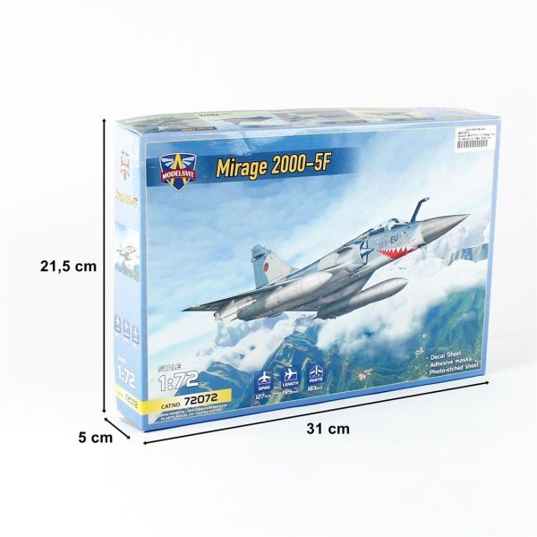 Modelsvit MSVIT72072 1/72 Ölçek, Mirage 2000-5F Multirole Jet Fighter Savaş Uçağı, Plastik Model kiti