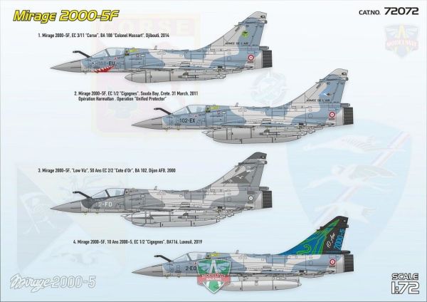 Modelsvit MSVIT72072 1/72 Ölçek, Mirage 2000-5F Multirole Jet Fighter Savaş Uçağı, Plastik Model kiti