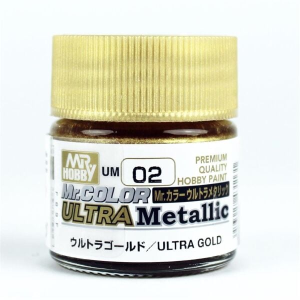 Mr.Hobby UM-02 10 ml. Ultra Gold, Mr.Color Ultra Metallic Colors-II Serisi Model Boyası