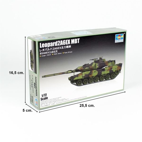 Trumpeter 07192 1/72 Ölçek, Alman Leopard 2A6 EX Ana Muharebe Tanklı, Plastik Model Kiti