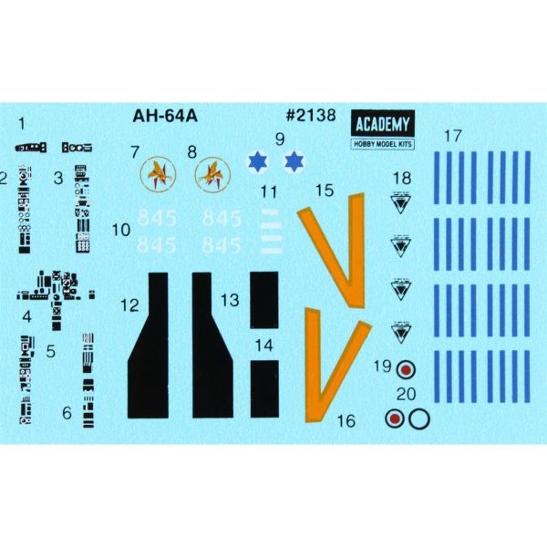 Academy 12488 1/72 Ölçek, İsrail Kara Kuvvetleri AH-64A Helikopter, Plastik Model kiti
