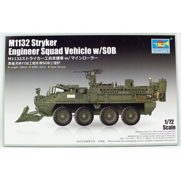 Trumpeter 07456 1/72 Ölçek, M1132 Stryker İstihkam Aracı w/SOB, Plastik Model Kiti