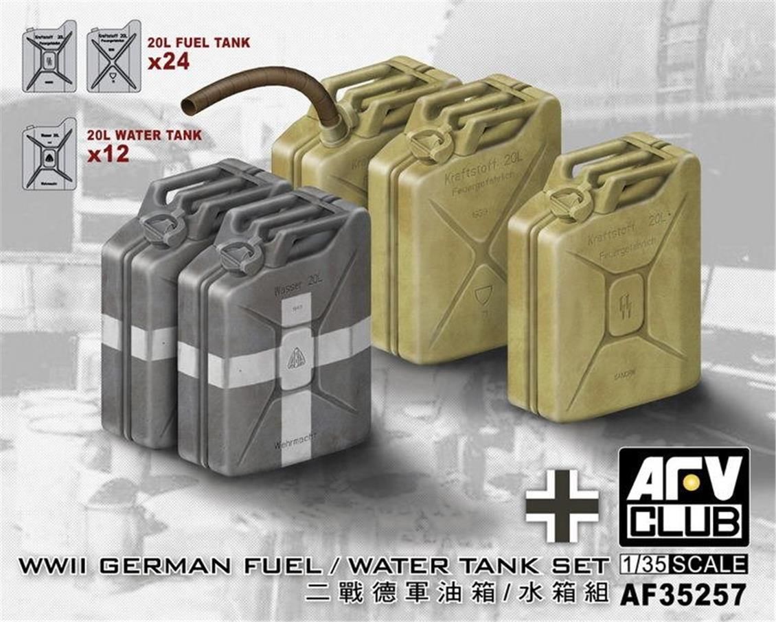 AFV Club AF35257 1/35 Ölçek, German WWII 20L Jerrycan Bidon Seti, Plastik Model kiti