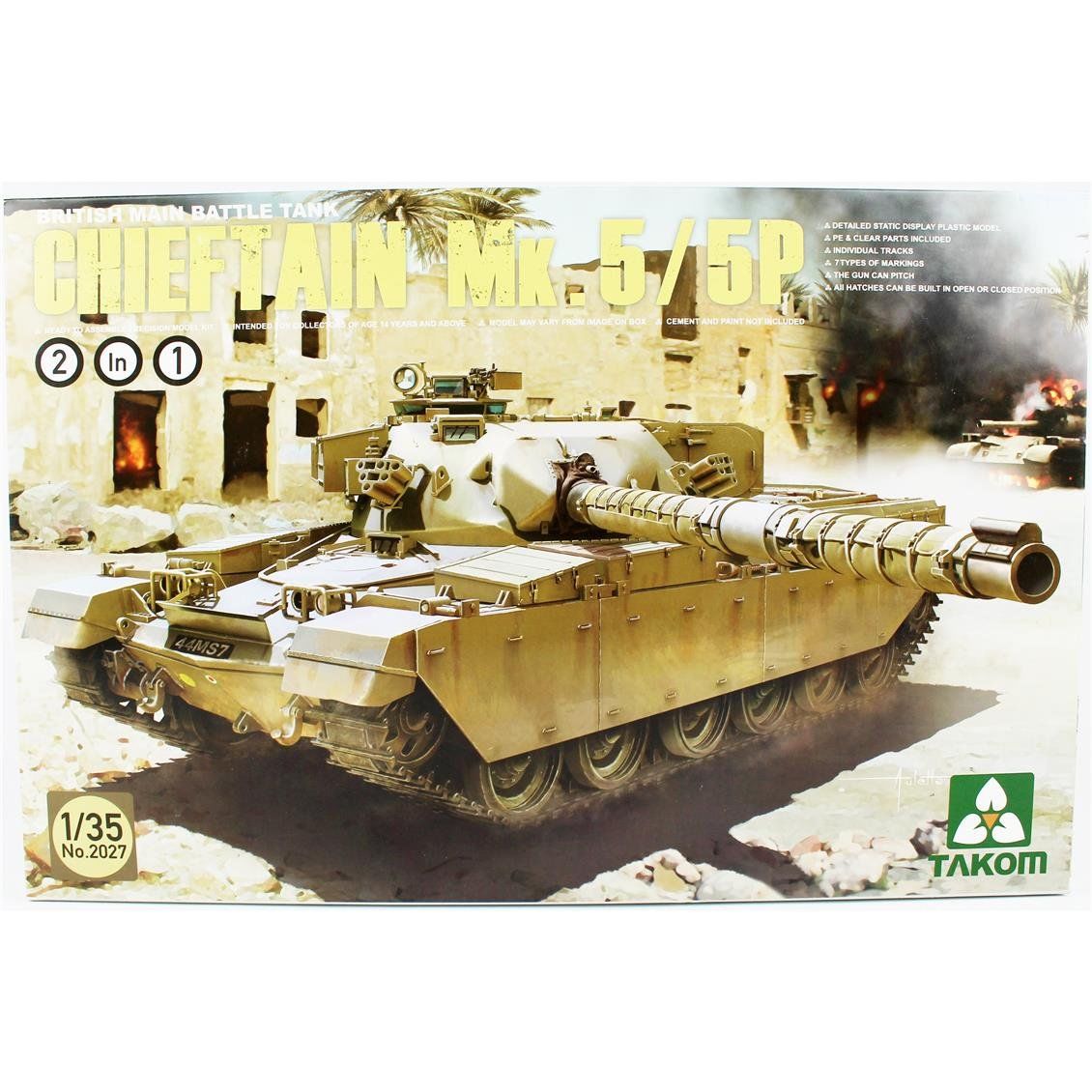 Takom 2027 1/35 Ölçek, İngiliz Ana Muharebe Tankı, Chieftain Mk.5/P (2 in 1), Plastik Model kiti