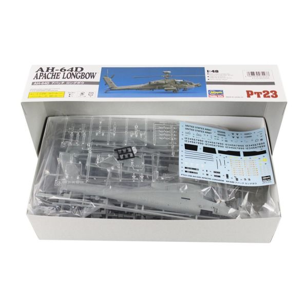 Hasegawa PT23 7223 1/48 Ölçek, AH-64D Apache Longbow, Askeri Helikopter, Plastik Model kiti