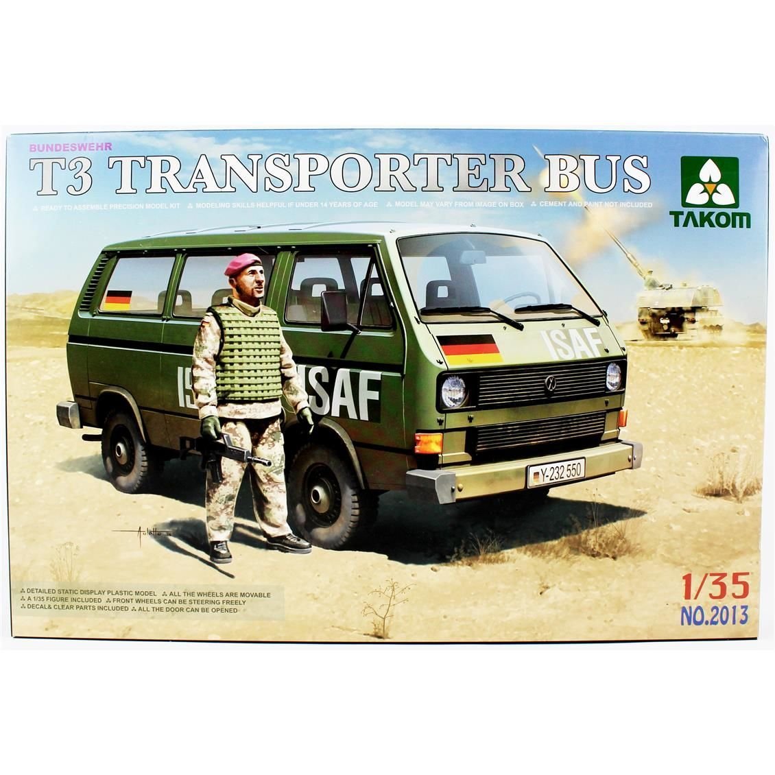 Takom 2013 1/35 Ölçek, VW T3 Transporter Minibüs ve Figür, Plastik Model kiti