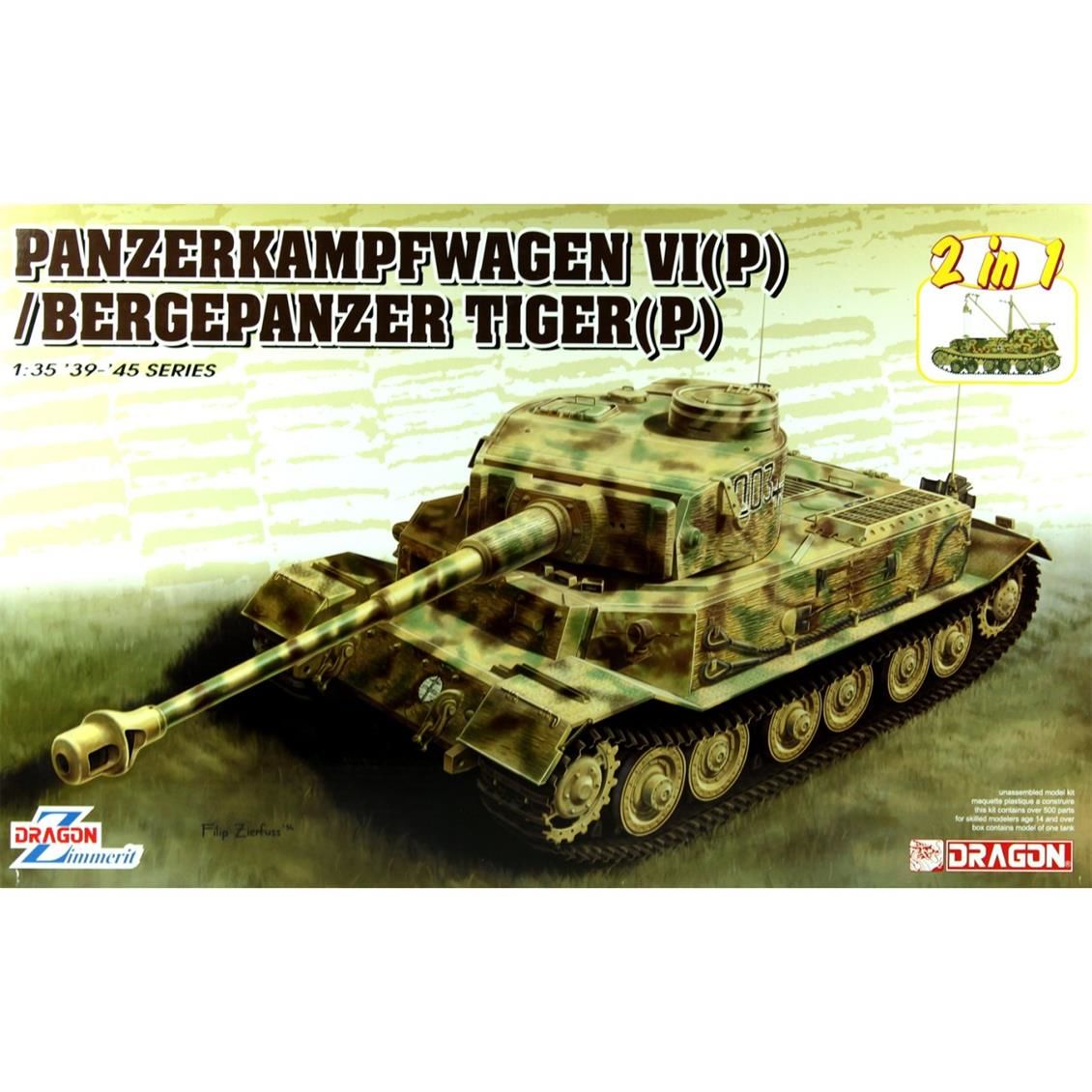 Dragon 6869 1/35 Ölçek, Panzerkampwagen VI(P)/Bergepanzer Tiger(P) Tankı Plastik Model Kiti