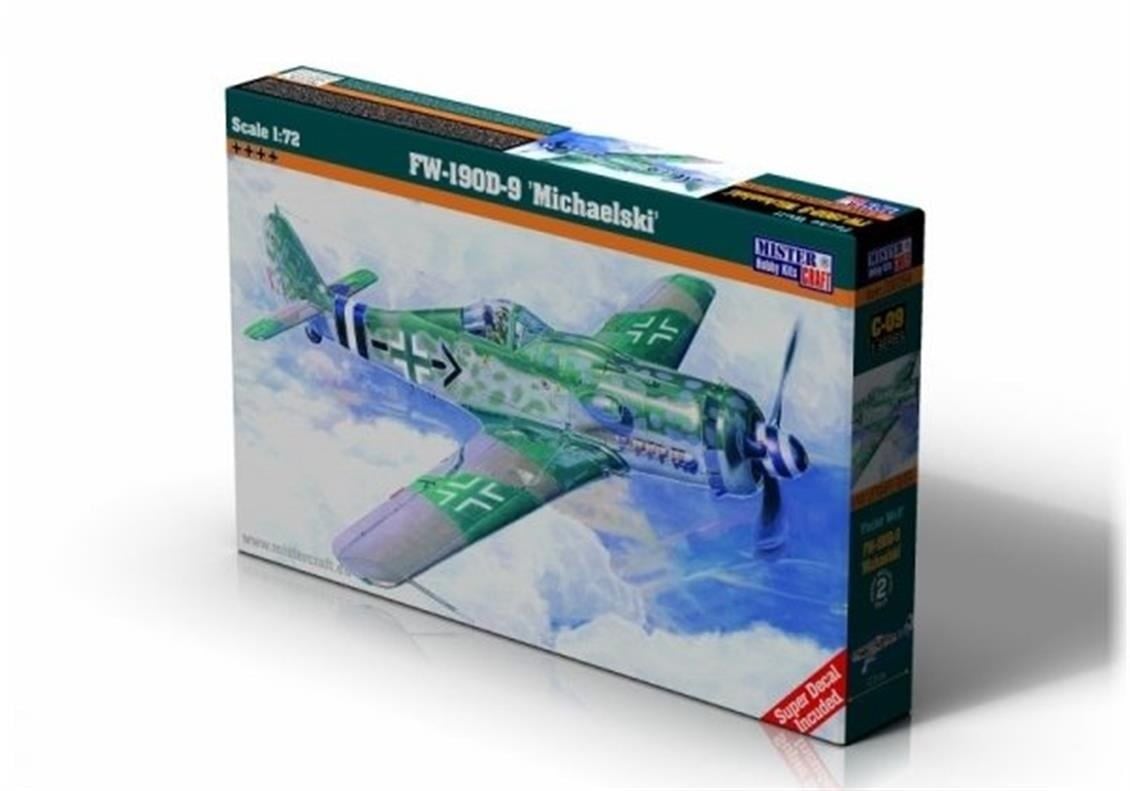 Mistercraft C009 1/72 Ölçek, Fw-190D-9 (Michaelski) Savaş Uçağı, Plastik Model kiti