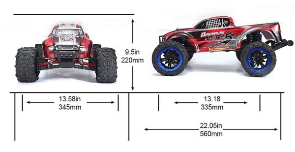 Remo 8032 1/8 Ölçek, 4WD Off Road Monster Truck (Dinosaurs Master) Kırmızı Kaportalı, Fırçalı Çift Motorlu, 7.4V 4200Mah Li-Po