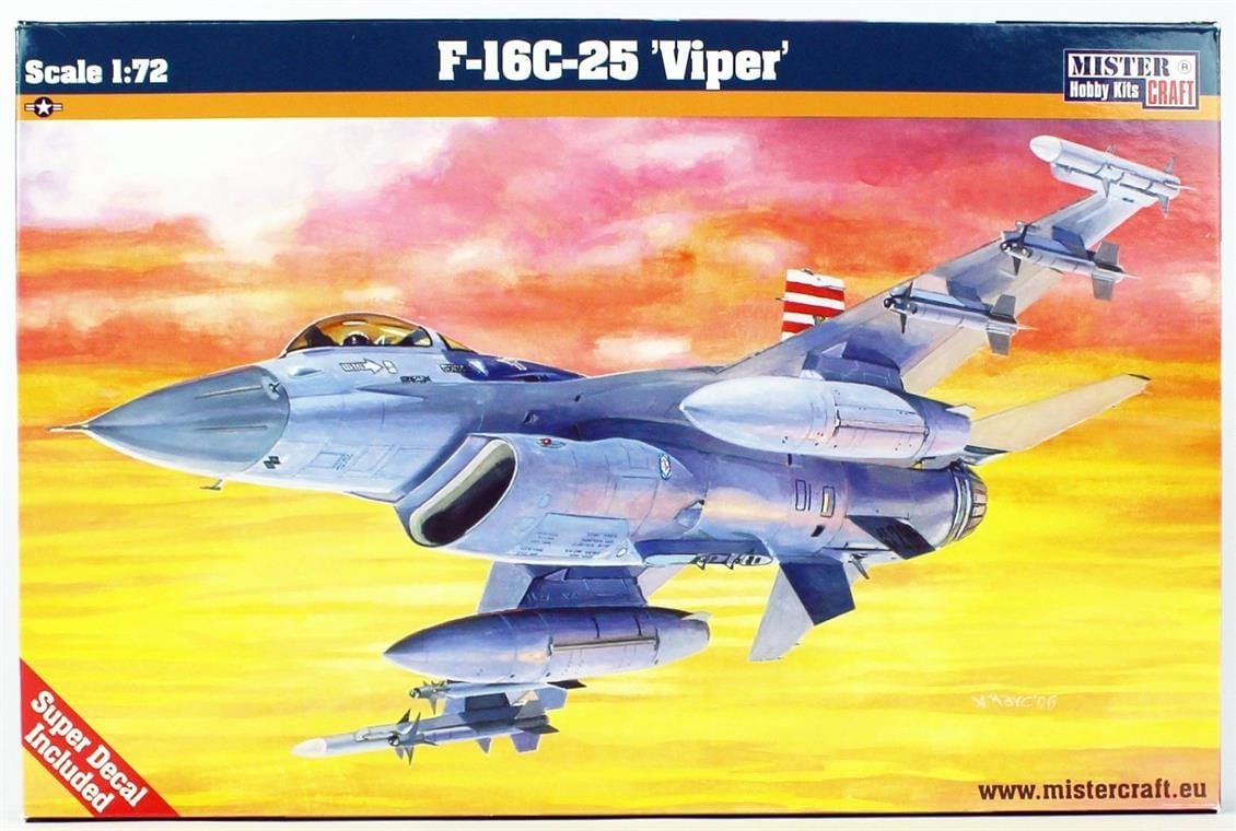 Mistercraft D064 1/72 Ölçek, F-16C-25 (Engerek) Savaş Uçağı, Plastik Model kiti