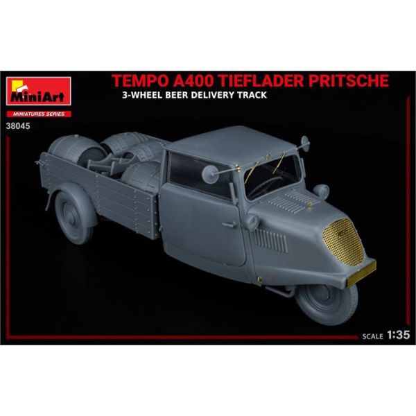 MiniArt 1:35 Tempo A400 Tieflader Pritsche 3 Tekerlekli Bira Teslim Kamyonu