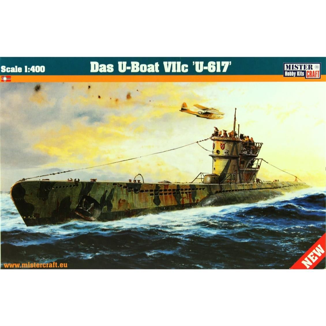 Mistercraft D290 1/400 Ölçek, Das U-Boat VIIC (U-617) Denizaltı, Plastik Model kiti