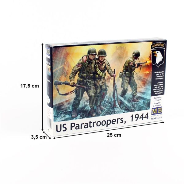 MasterBox 35219 1/35 Ölçek, WW II Serisi, Amerikan Paraşütcüler, Plastik Figür Kiti