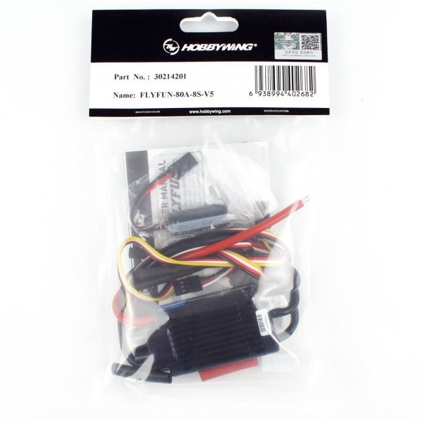 Hobbywing 30214201 Flyfun Serisi, 80 Amper, 3-8S LiPo, 90 Gram, Fırçasız Uçak Motoru için Elektronik Hız Kontrolü