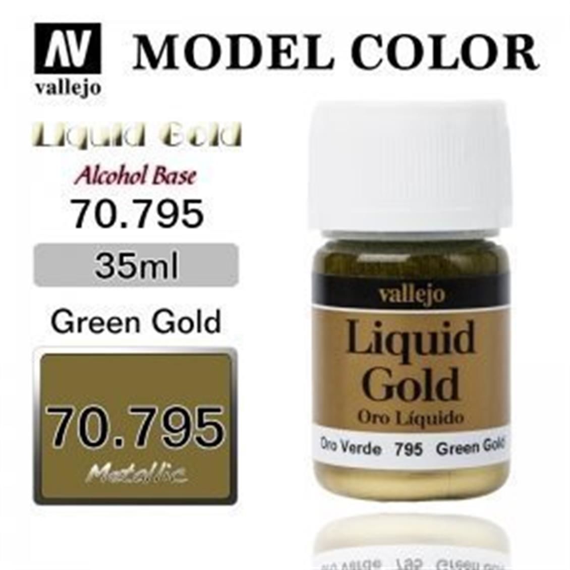 Vallejo 70795 35 ml. (216) Green Gold (Alcohol Based), Metal Pigmentli Alkol Bazlı Model Boyası