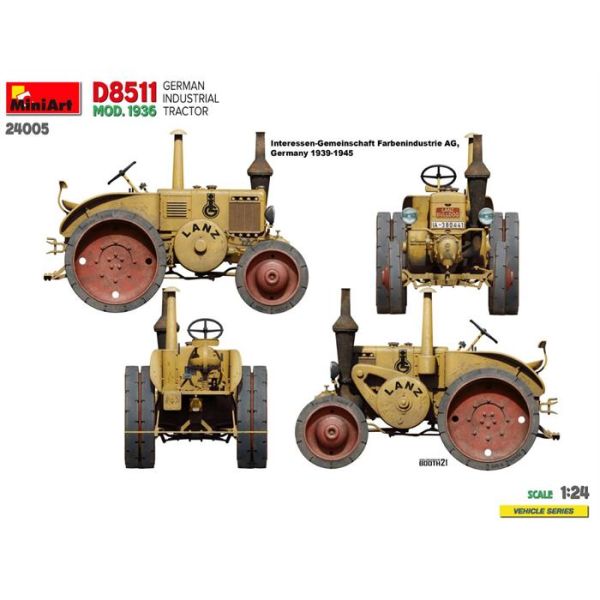 MiniArt 1:24 Alman Endüstriyel Traktör D8511 Mod. 1936