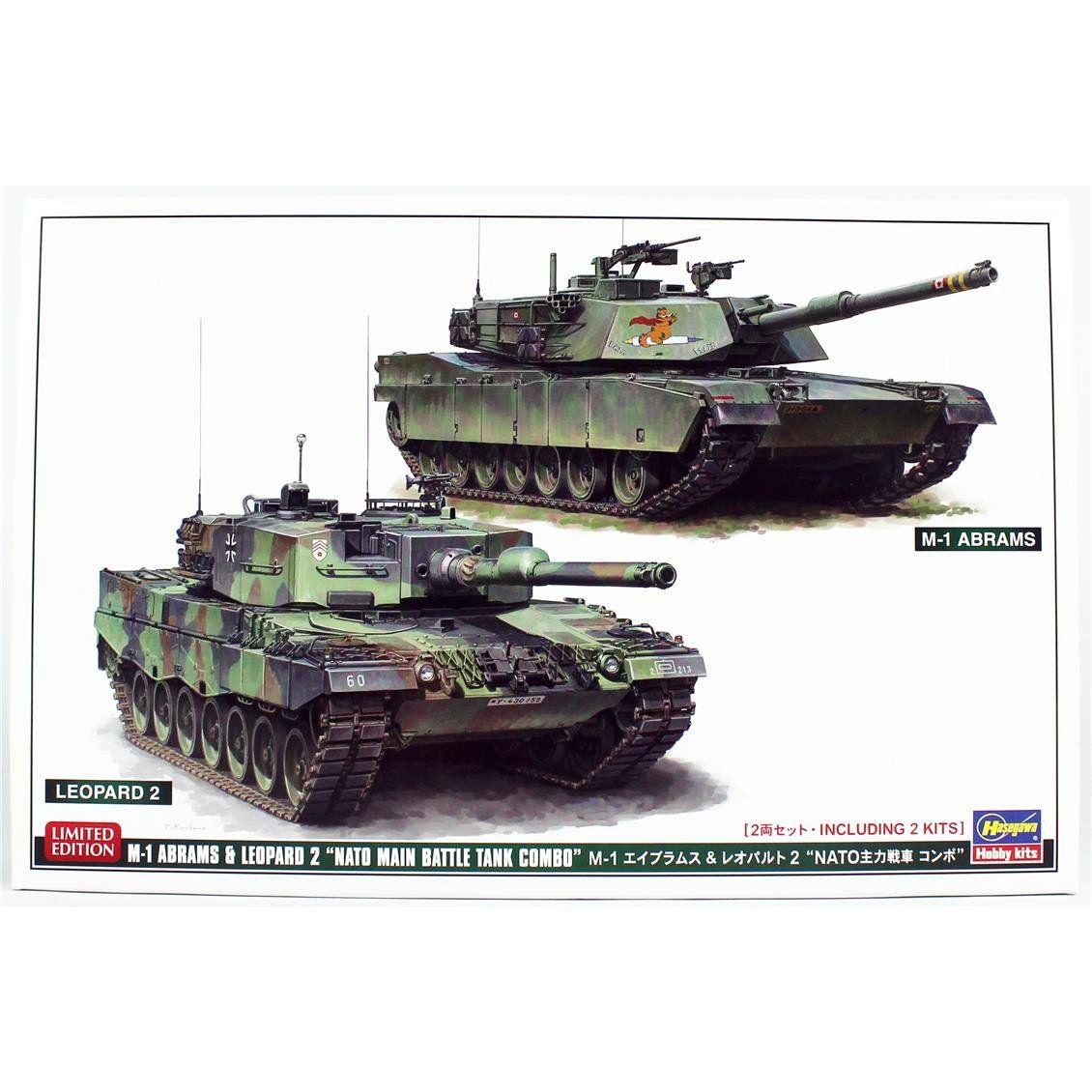 Hasegawa 30069 1/72 Ölçek, M-1 Abrams ve Leopard 2 NATO Ana Muharebe Tankları, (2 Adet Tank), Askeri Araç Model kiti