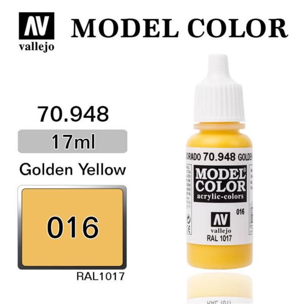 Vallejo 70948 17 ml. (16) Golden Yellow-Matt, Model Color Serisi Model Boyası