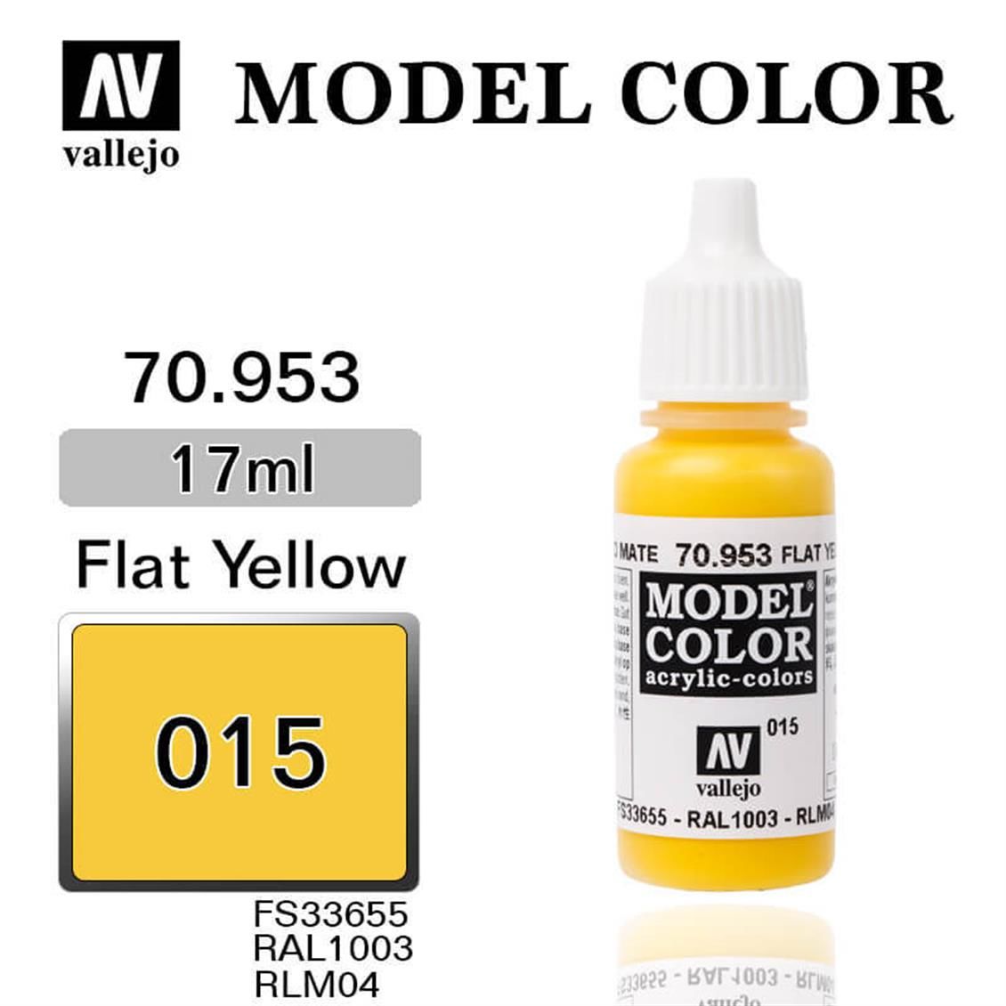 Vallejo 70953 17 ml. (15) Flat Yellow-Matt, Model Color Serisi Model Boyası