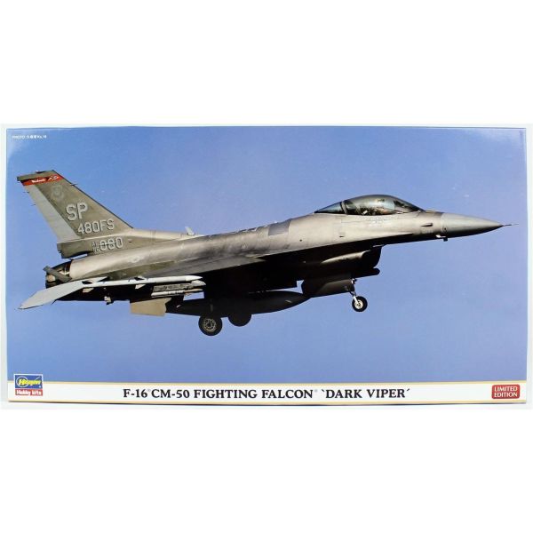 Hasegawa 7522 1/48 Ölçek, F-16CM-50 Fighting Falcon (Dark Viper), (Limited Edition), Savaş Uçağı, Plastik Model kiti