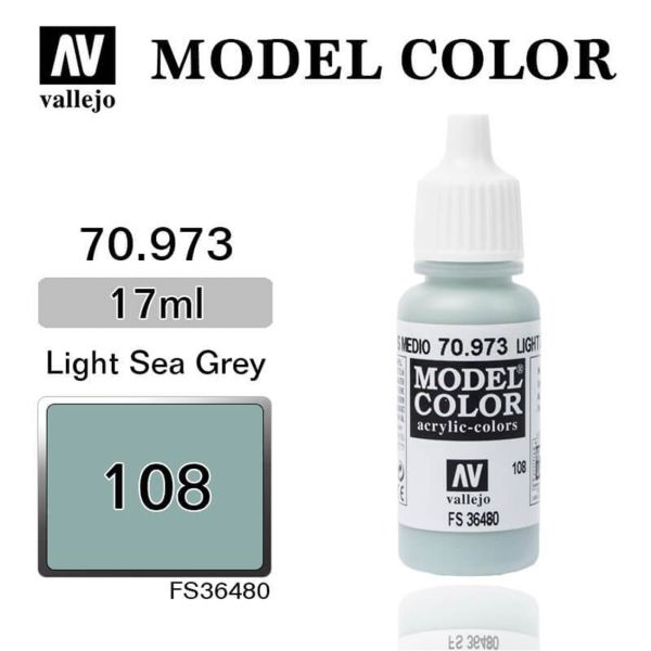 Vallejo 70973 17 ml. (108) Light Sea Grey-Matt, Model Color Serisi Model Boyası