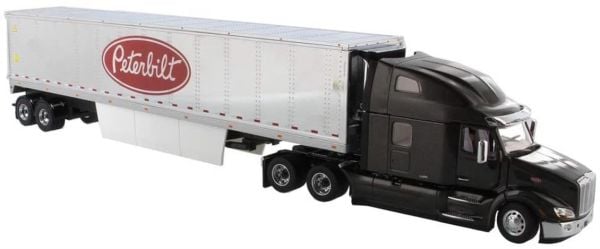 Diecast Masters 71071 1/50 Ölçek, Peterbilt 579 UltraLoft Kabinli Çekici ve Soğutuculu Dorse, Siyah, Sergilemeye Hazır Metal Mo