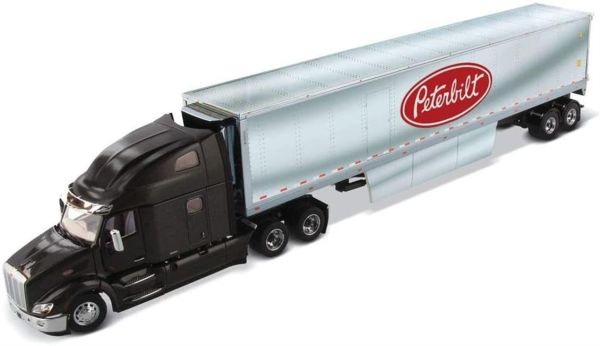 Diecast Masters 71071 1/50 Ölçek, Peterbilt 579 UltraLoft Kabinli Çekici ve Soğutuculu Dorse, Siyah, Sergilemeye Hazır Metal Mo