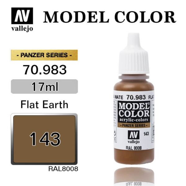 Vallejo 70983 17 ml. (143) Flat Earth-Matt, Model Color Serisi Model Boyası