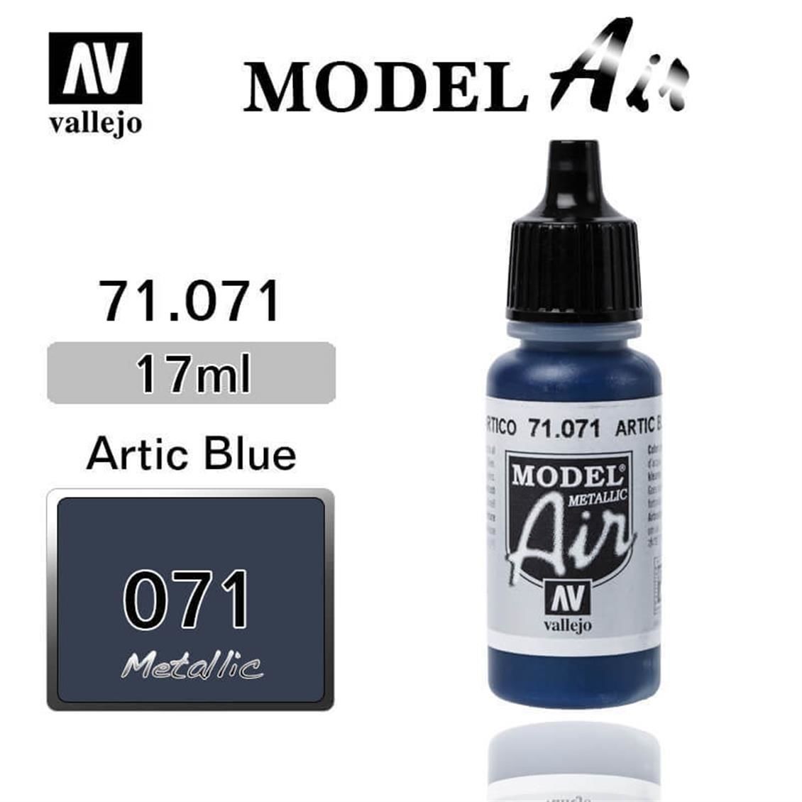 Vallejo 71071 17 ml. Artic Blue Metal, Model Air Serisi Model Boyası