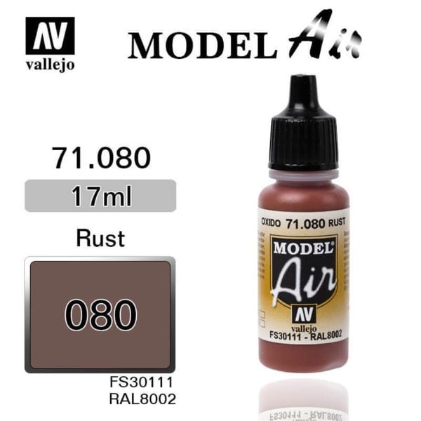 Vallejo 71080 17 ml. Rust, Model Air Serisi Model Boyası