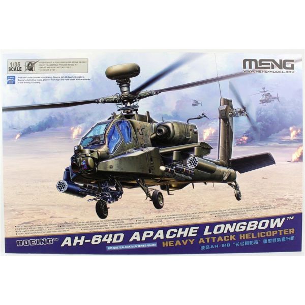 Meng QS-004 1/35 Ölçek, Boeing AH-64D Apache Longbow, Ağır Saldırı Helikopteri, Plastik model Kiti