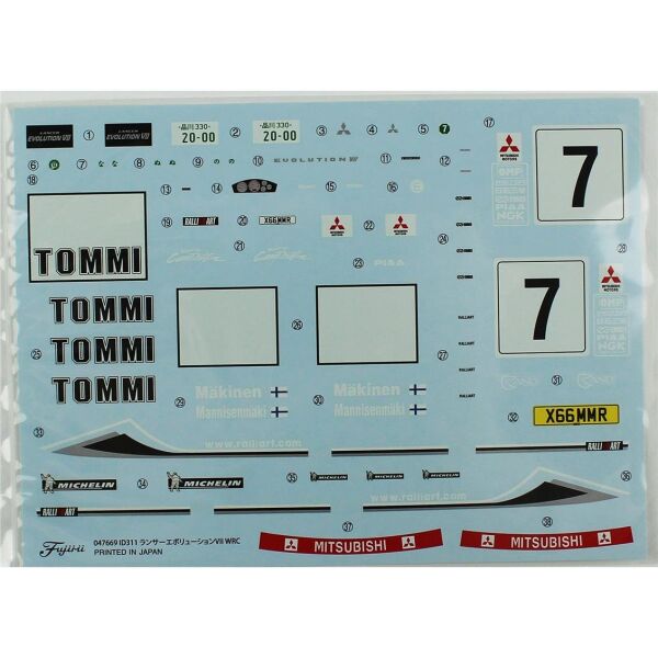 Fujimi ID-311 04766 1/24 Ölçek, Mitsubishi Lancer Evolution VII WRC Rally Model, Yarış Aracı Plastik Model Kiti