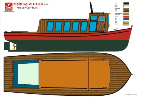 Türkmodel-Beşiktaş Motoru ” Passenger Boat ” 1/12 R/C Convertable