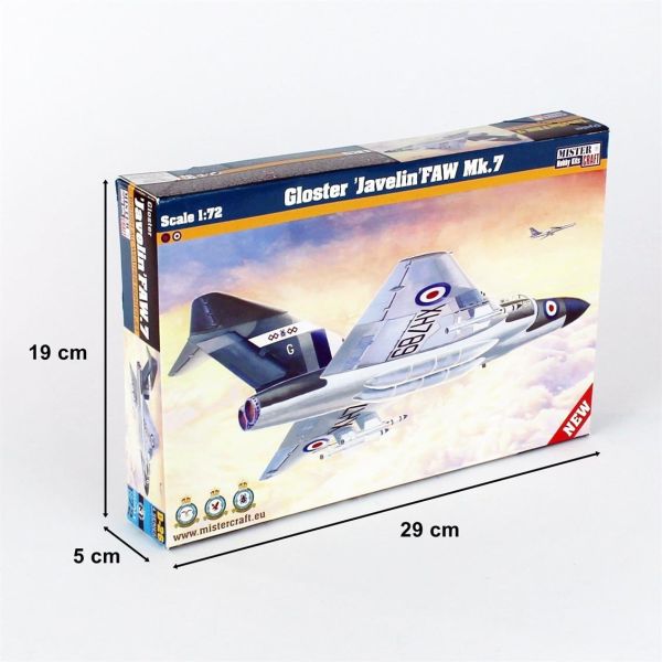 Mistercraft D026 1/72 Ölçek, Gloster Javelin FAW MK.7 Savaş Uçağı, Plastik Model kiti