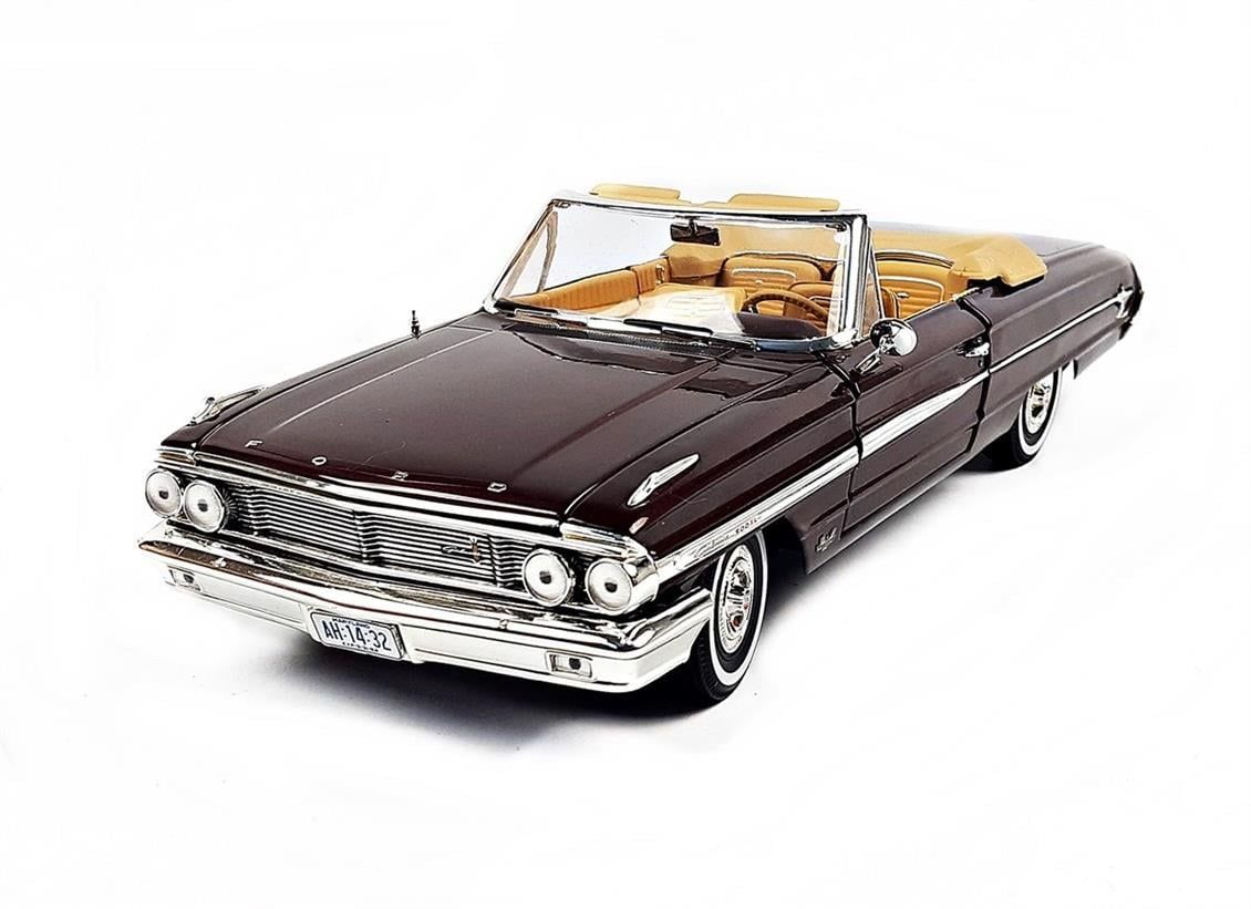 Sunstar 1432 1/18 Ölçek, 1964 Ford Galaxie 500 XL Open Convertible, Bordo, Sergilemeye Hazır Metal Araba Modeli