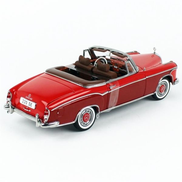 Sunstar 3594 1/18 Ölçek, 1960 Mercedes-Benz 220 SE Cabriolet, Kırmızı/Koyu Gri, Sergilemeye Hazır Metal Araba Modeli