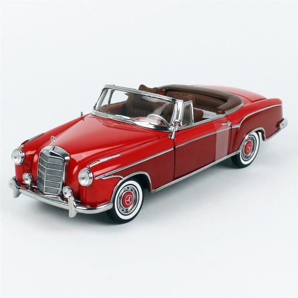 Sunstar 3594 1/18 Ölçek, 1960 Mercedes-Benz 220 SE Cabriolet, Kırmızı/Koyu Gri, Sergilemeye Hazır Metal Araba Modeli