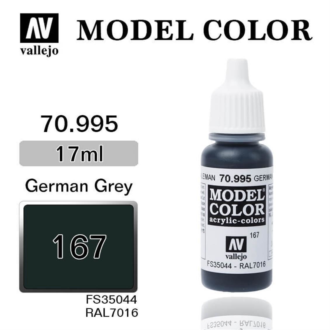 Vallejo 70995 17 ml. (167) German Grey-Matt, Model Color Serisi Model Boyası