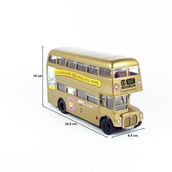 Sunstar 2942 1/24 Ölçek, 1986 Routemaster 50.Yıl, Altın rengi, Sergilemeye Hazır Metal Araba Modeli