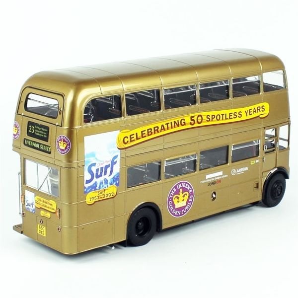 Sunstar 2942 1/24 Ölçek, 1986 Routemaster 50.Yıl, Altın rengi, Sergilemeye Hazır Metal Araba Modeli