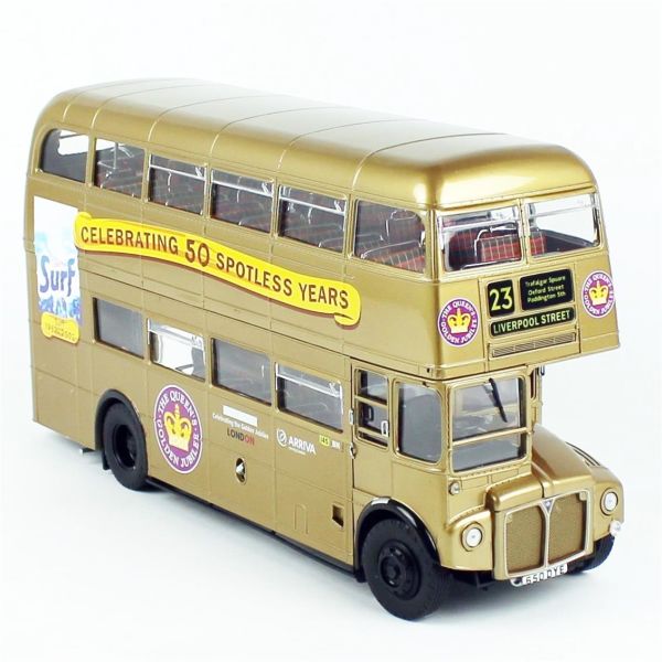 Sunstar 2942 1/24 Ölçek, 1986 Routemaster 50.Yıl, Altın rengi, Sergilemeye Hazır Metal Araba Modeli