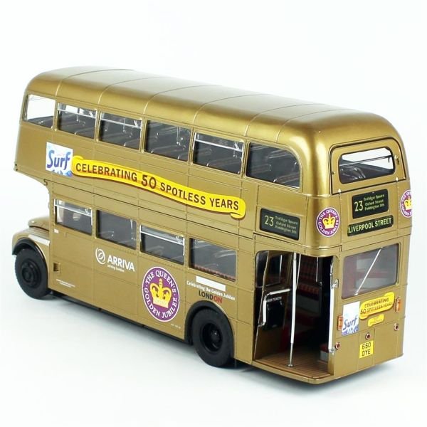 Sunstar 2942 1/24 Ölçek, 1986 Routemaster 50.Yıl, Altın rengi, Sergilemeye Hazır Metal Araba Modeli