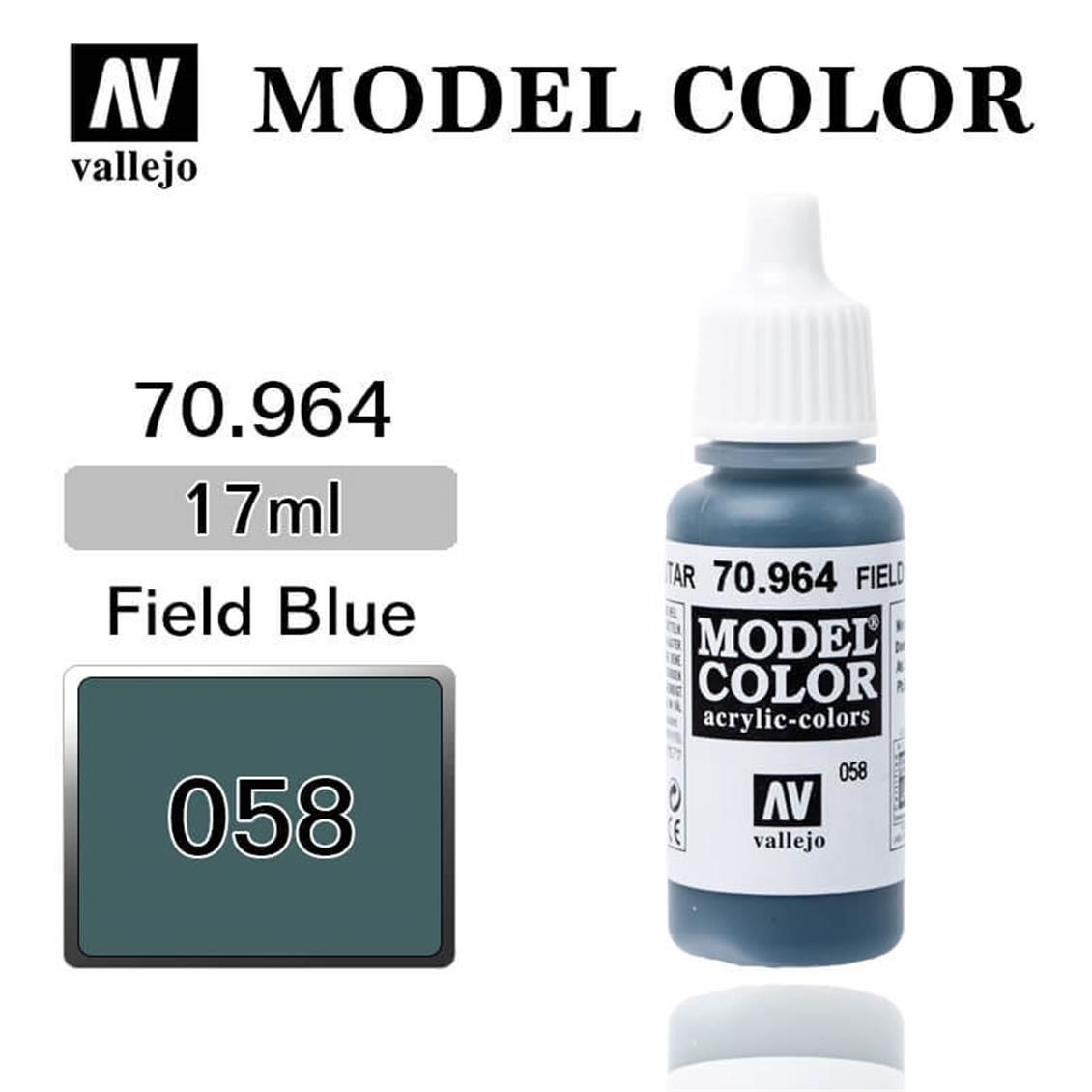 Vallejo 70964 17 ml. (58) Field Blue-Matt, Model Color Serisi Model Boyası