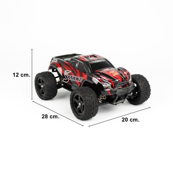 Remo 1635 1/16 Ölçek, 4WD Off Road Monster Truck (Smax) Kırmızı Kaportalı, Fırçasız Motorlu, 7.4V 1500Mah Li-Po Pilli, RC Model