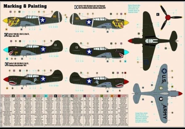 Mistercraft D202 1/72 Ölçek, P-40E (Aleut Kaplanı) Savaş Uçağı, Plastik Model kiti