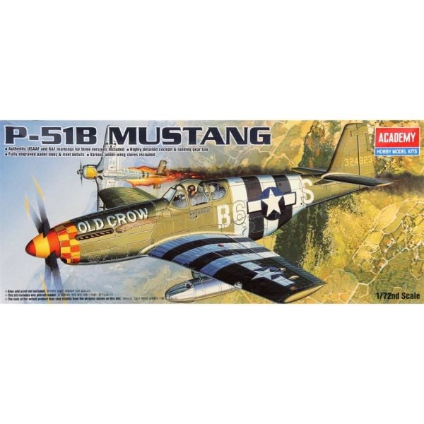 Academy 12464 1/72 Ölçek, P-51B Mustang Savaş Uçağı, Plastik Model kiti