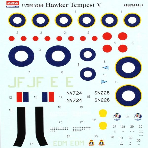 Academy 12466 1/72 Ölçek, Hawker Tempest V Royal Airforce AK Savaş Uçağı, Plastik Model kiti