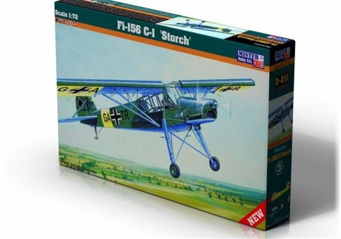 Mistercraft D211 1/72 Ölçek, Fi-156 C-1 Storch Savaş Uçağı, Plastik Model kiti