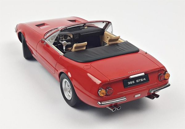 KKscale 180621 1/18 Ölçek, 1971 Ferrari 365 GTB Daytona Spyder Series 2, Kırmızı, Sergilemeye Hazır Metal Araba Modeli