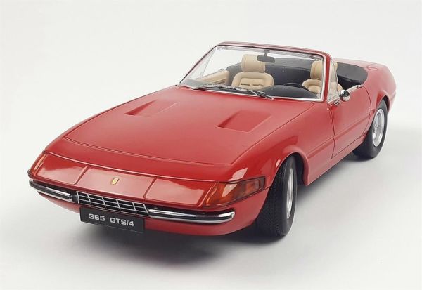 KKscale 180621 1/18 Ölçek, 1971 Ferrari 365 GTB Daytona Spyder Series 2, Kırmızı, Sergilemeye Hazır Metal Araba Modeli